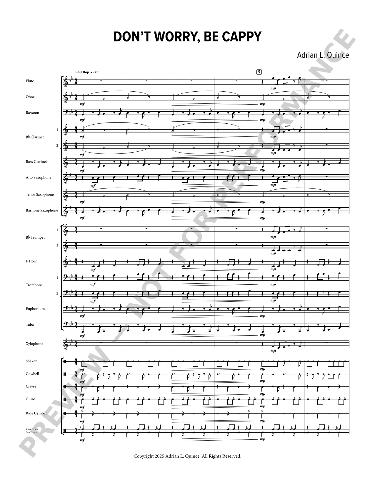 Don't Worry, Be Cappy preview score — click to read