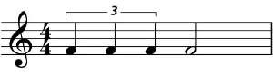 Quarter note triplet, followed by a half note in 4/4
