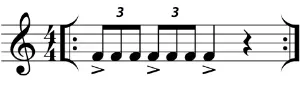 Eighth note triplets with accents on the beat