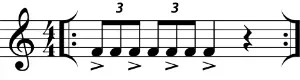 Eighth note triplets with accents every two notes